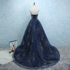 Strapless Long Tulle Ball Gown Prom Dress With Sequins