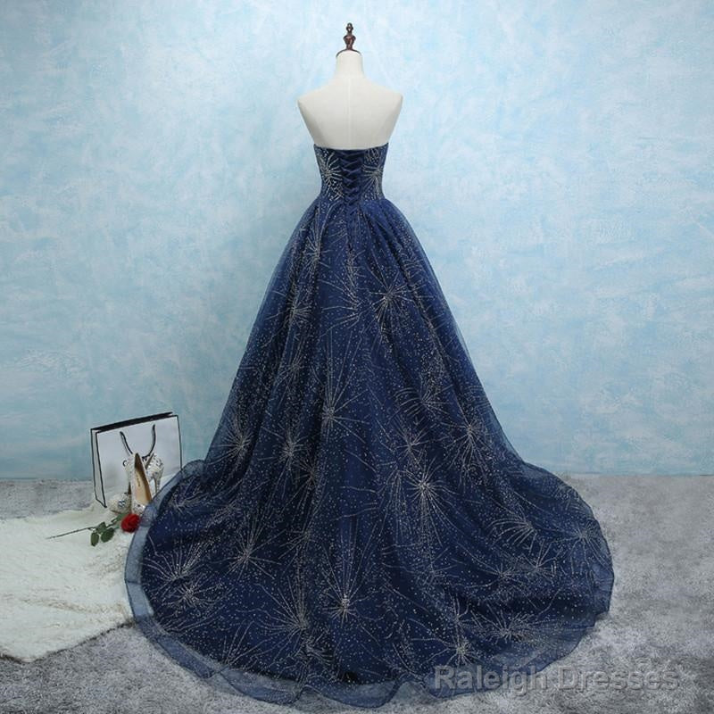 Strapless Long Tulle Ball Gown Prom Dress With Sequins