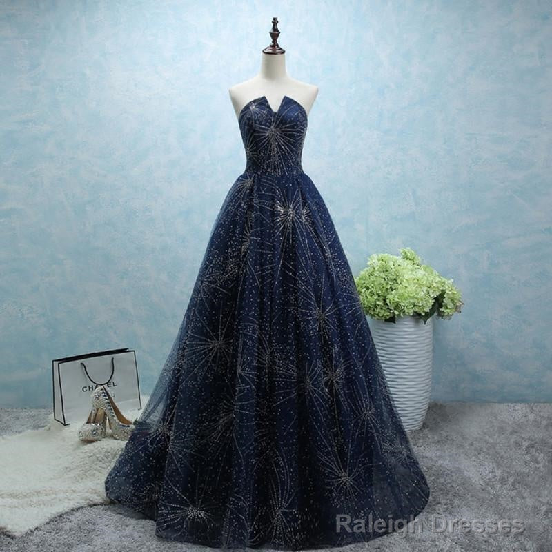 Strapless Long Tulle Ball Gown Prom Dress With Sequins