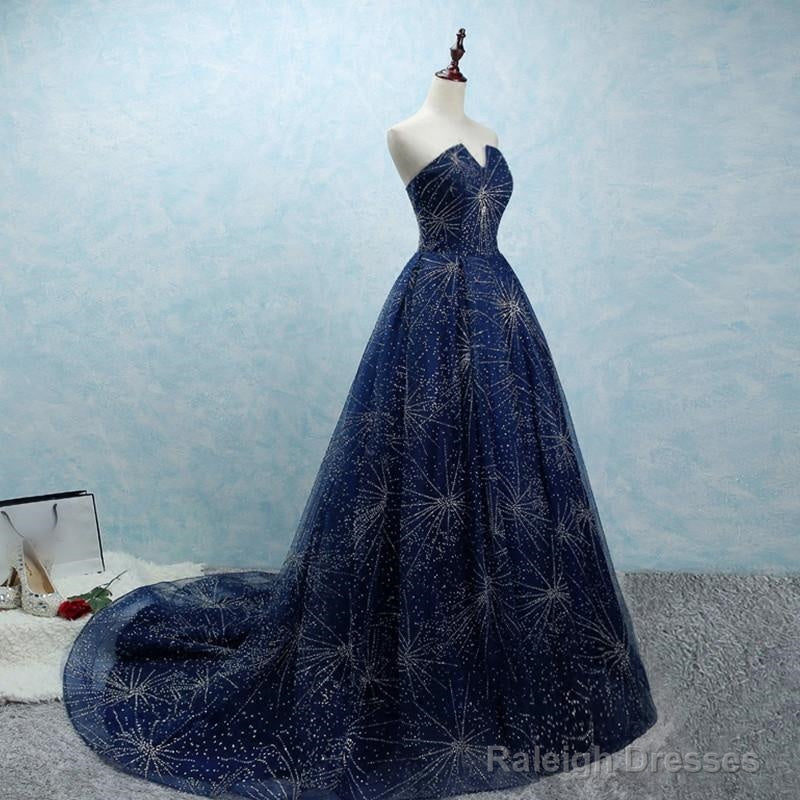 Strapless Long Tulle Ball Gown Prom Dress With Sequins