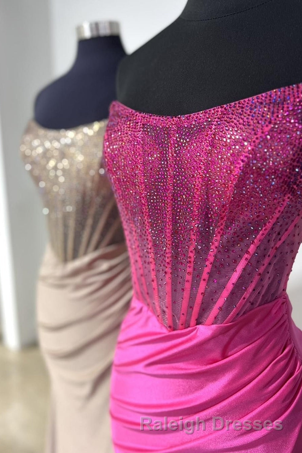 Strapless Mermaid Beaded Prom Dresses Long With Slit