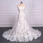 Strapless Mermaid Lace Wedding Dresses Trumpet Bride Dress
