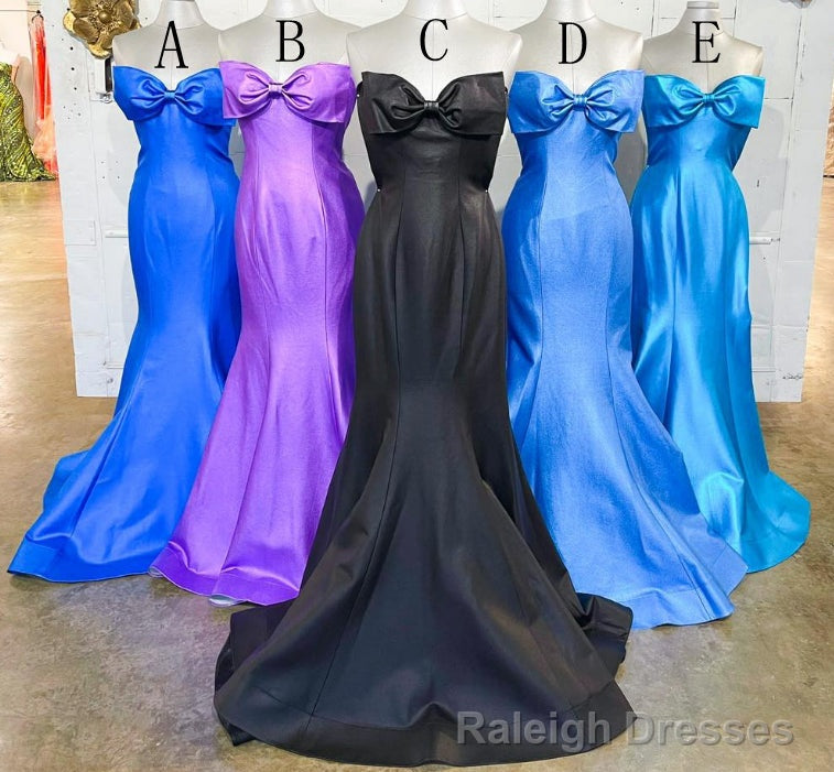 Strapless Mermaid Long Prom Dresses with a Neckline Bow Main image