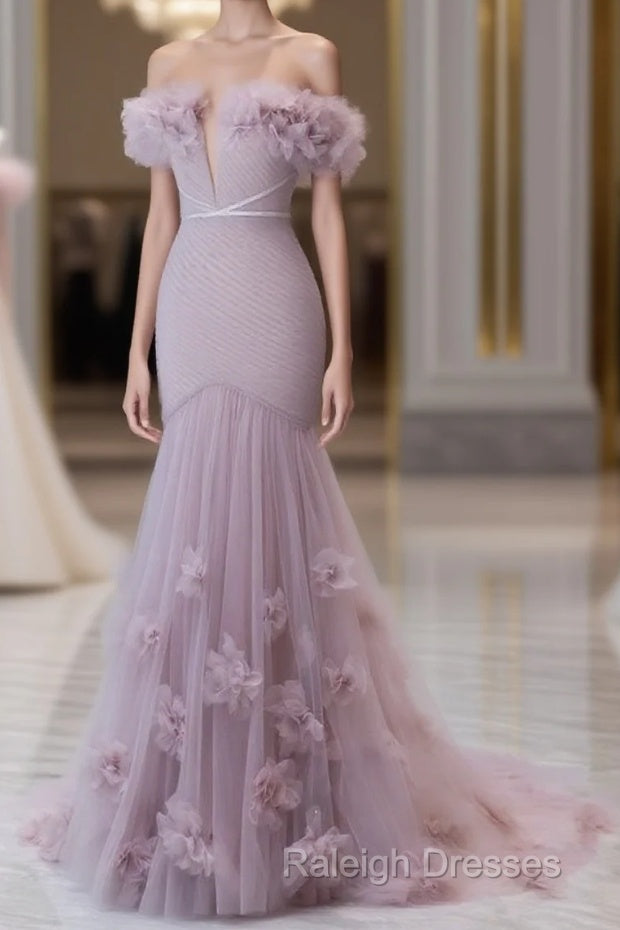Strapless Pink Chiffon Creased Evening Dress Floor Length Mermaid Prom Dress With Sweep Main image