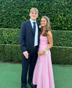 Strapless Pink Prom Dresses Long Prom Gowns