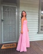 Strapless Pink Prom Dresses Long Prom Gowns