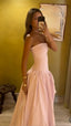 Strapless Pink Split Prom Dress A-Line Prom Dresses