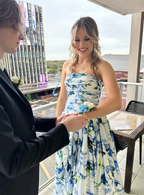 Strapless Print Floral Prom Dresses Long Prom Gowns