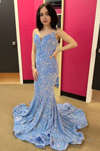 Strapless Sequins Black Mermaid Prom Dress