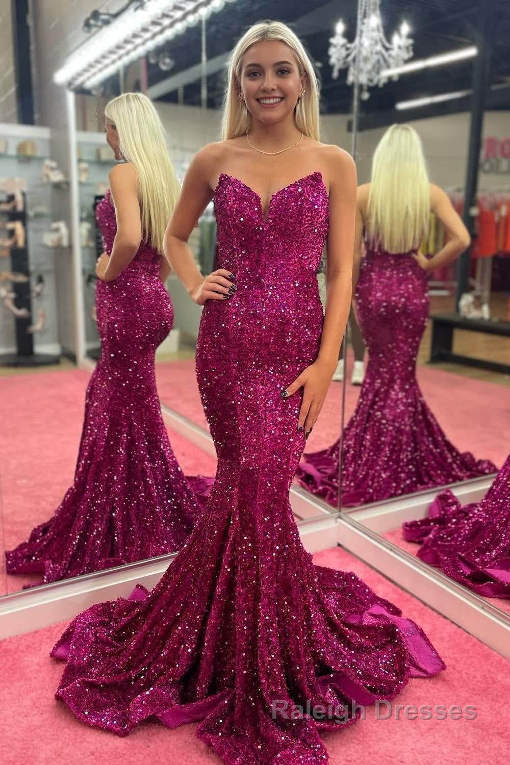 Strapless Sequins Black Mermaid Prom Dress Main image