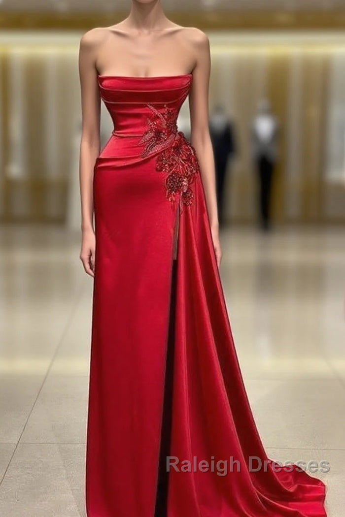 Strapless Red Mermaid Prom Dresses Main image