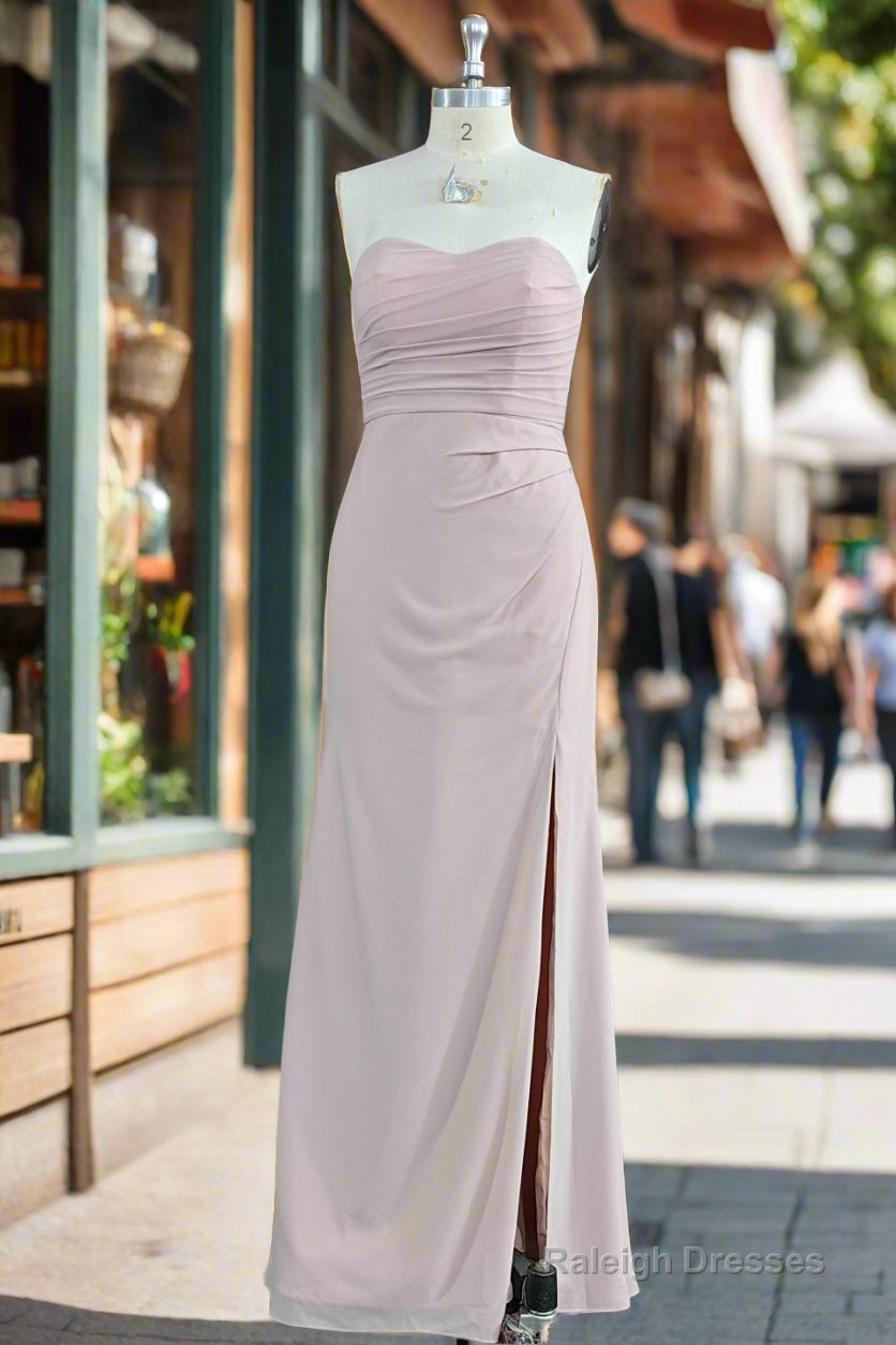 Strapless Sheath Chiffon Sweetheart Sleeveless Floor-Length Bridesmaid Dresses Main image