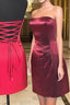 Strapless Sheath Lace-Up Burgundy Homecoming Dress