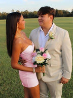 Strapless Sheath Short Homecoming Dresses With Keyhole