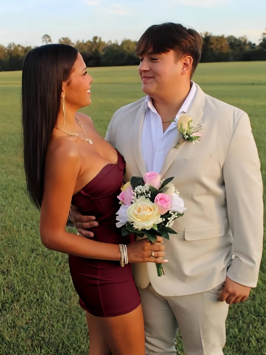 Strapless Sheath Short Homecoming Dresses With Keyhole