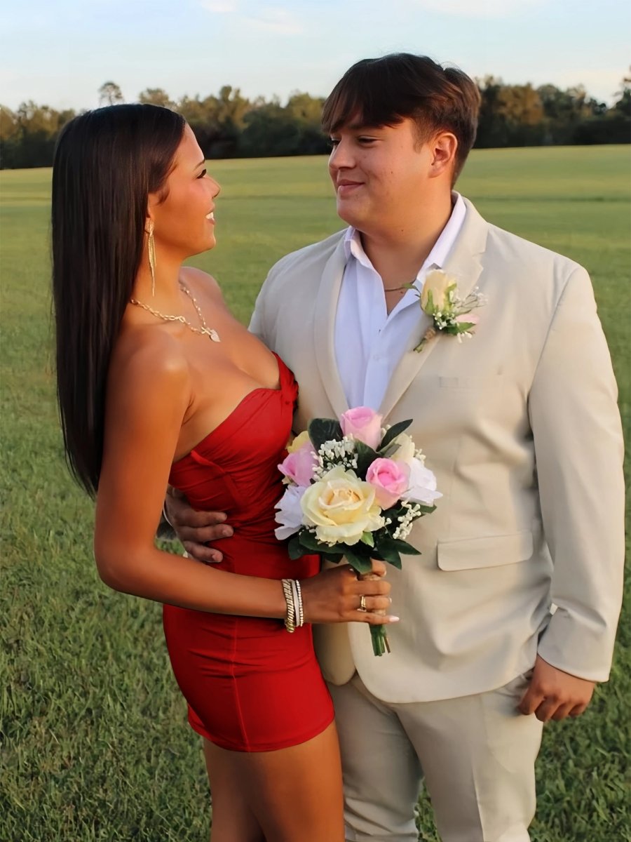 Strapless Sheath Short Homecoming Dresses With Keyhole