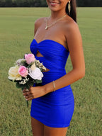 Strapless Sheath Short Homecoming Dresses With Keyhole