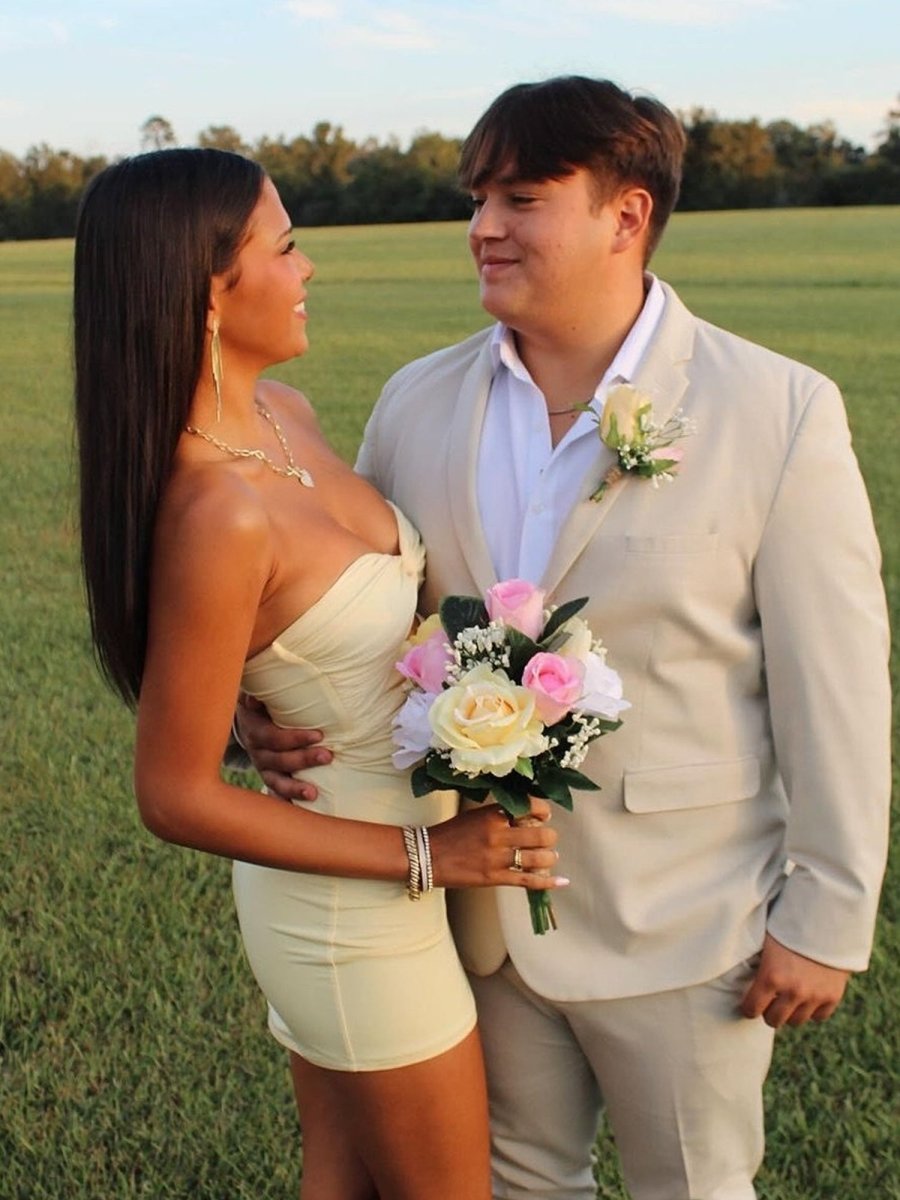 Strapless Sheath Short Homecoming Dresses With Keyhole