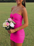 Strapless Sheath Short Homecoming Dresses With Keyhole