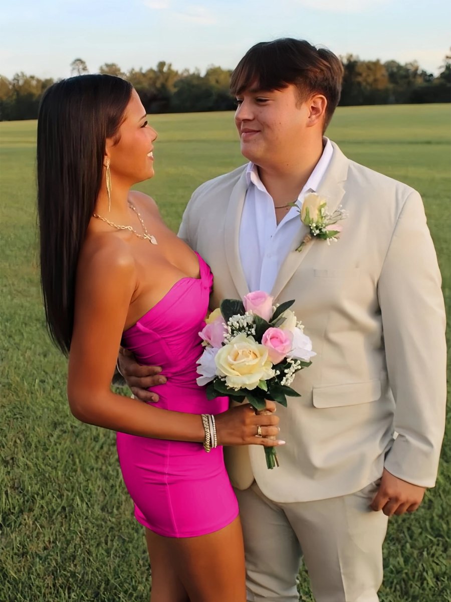 Strapless Sheath Short Homecoming Dresses With Keyhole