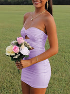 Strapless Sheath Short Homecoming Dresses With Keyhole
