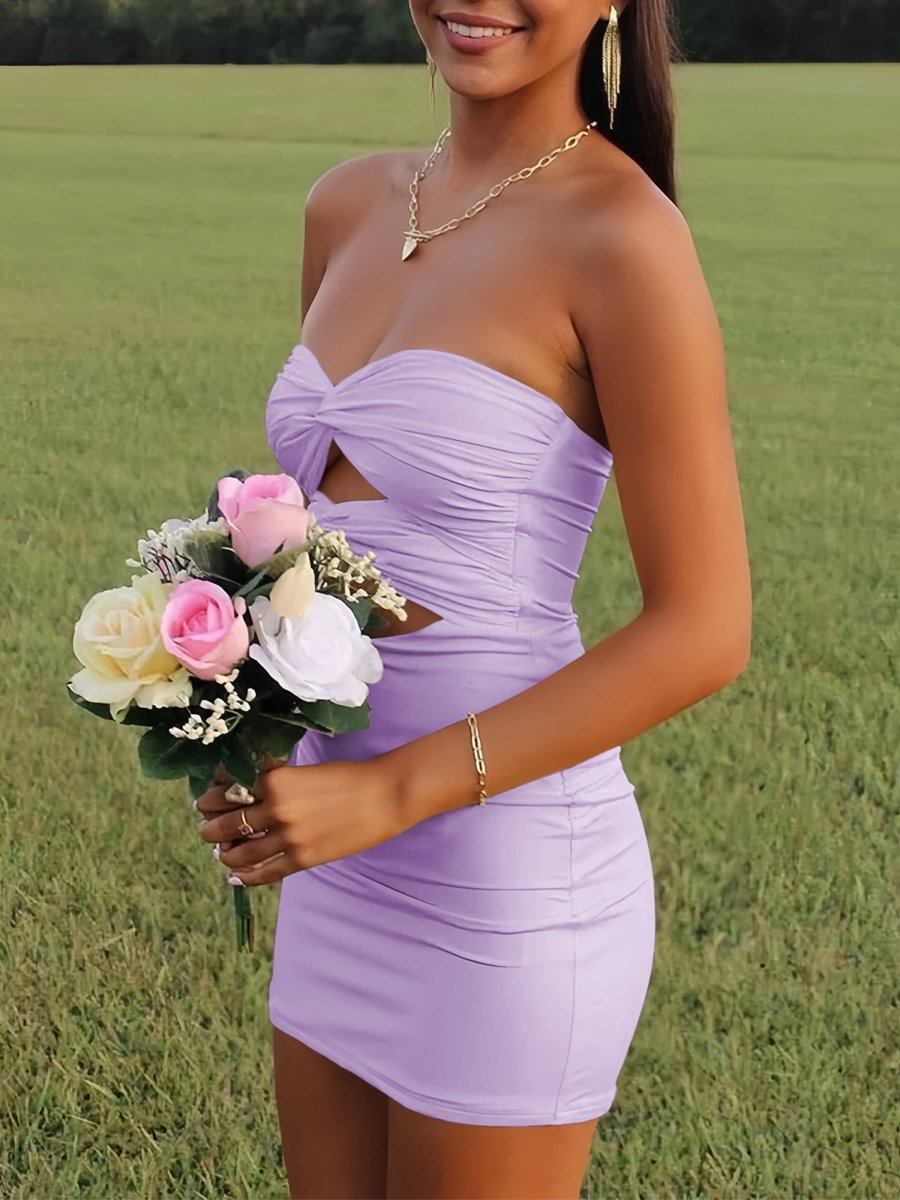 Strapless Sheath Short Homecoming Dresses With Keyhole