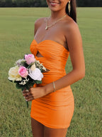Strapless Sheath Short Homecoming Dresses With Keyhole