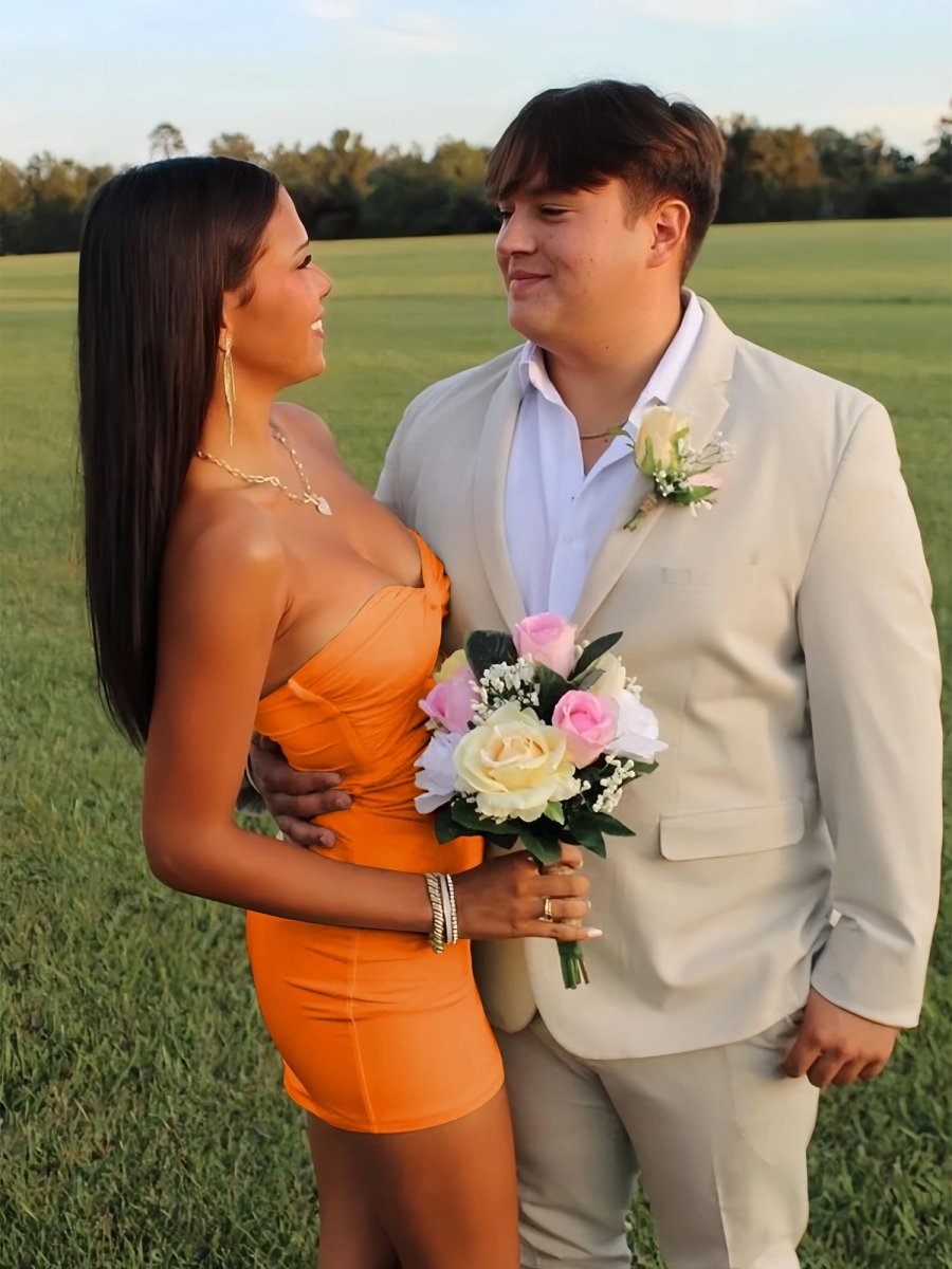 Strapless Sheath Short Homecoming Dresses With Keyhole