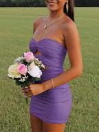 Strapless Sheath Short Homecoming Dresses With Keyhole