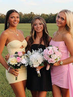 Strapless Sheath Short Homecoming Dresses With Keyhole