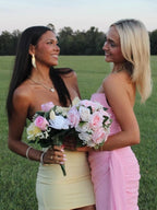 Strapless Sheath Short Homecoming Dresses With Keyhole