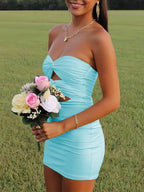 Strapless Sheath Short Homecoming Dresses With Keyhole
