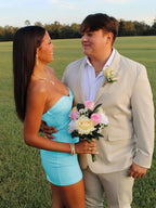 Strapless Sheath Short Homecoming Dresses With Keyhole