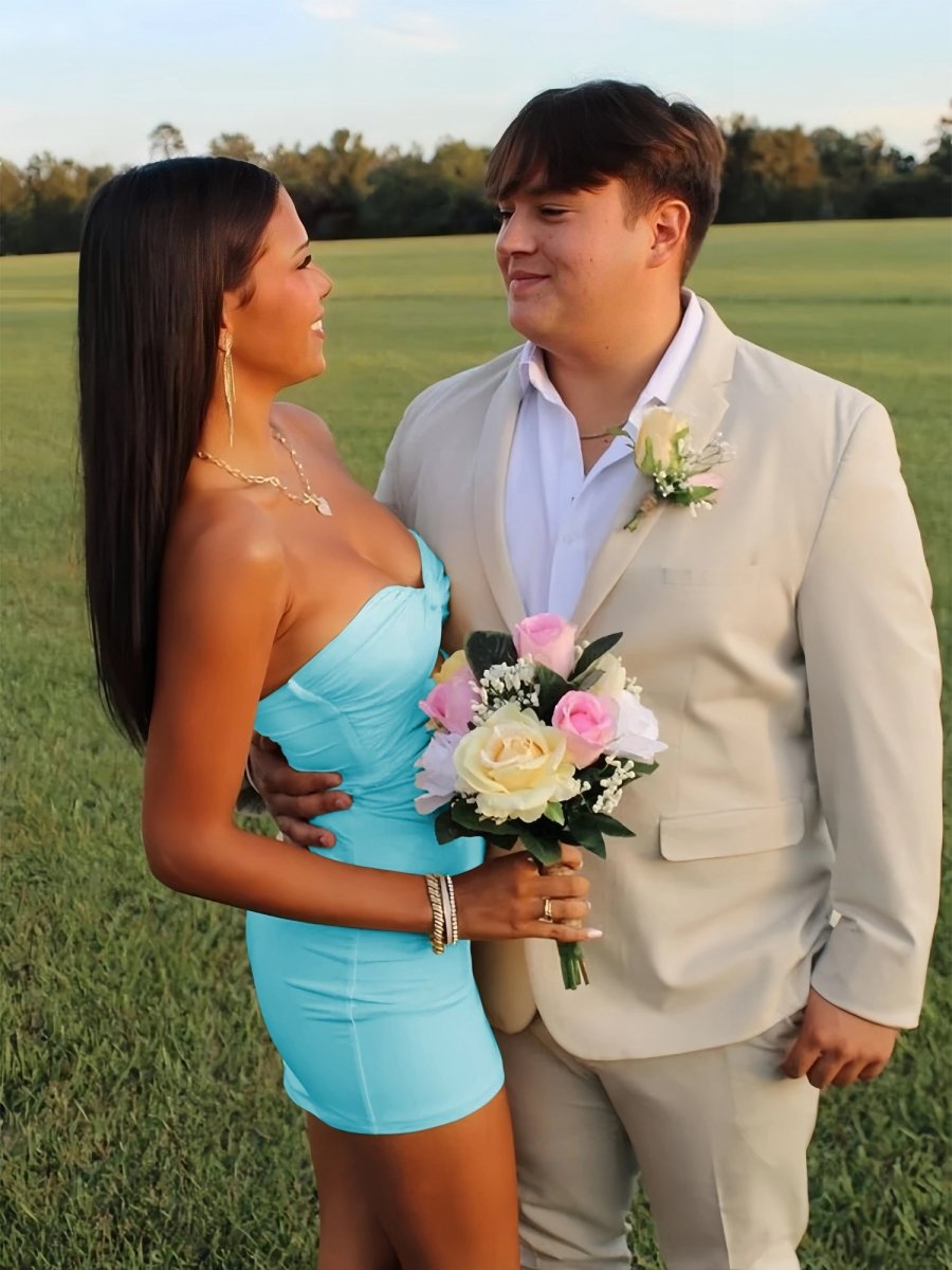 Strapless Sheath Short Homecoming Dresses With Keyhole