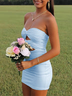 Strapless Sheath Short Homecoming Dresses With Keyhole