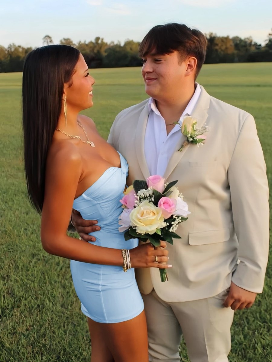 Strapless Sheath Short Homecoming Dresses With Keyhole