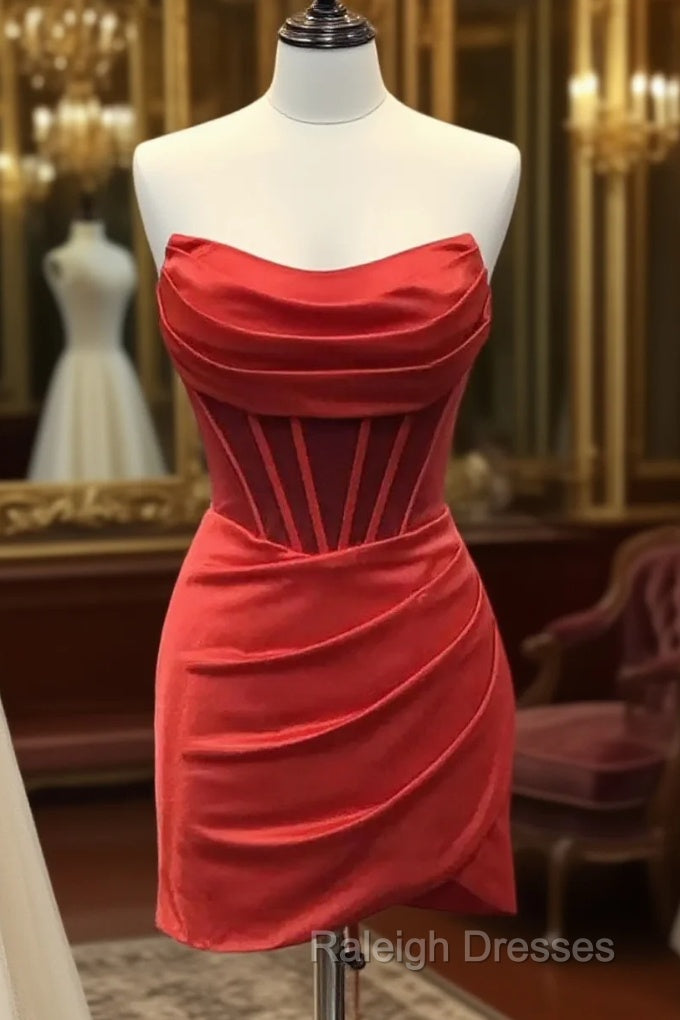 Strapless Short Satin Prom Dresses, Short Formal Homecoming Dresses Main image