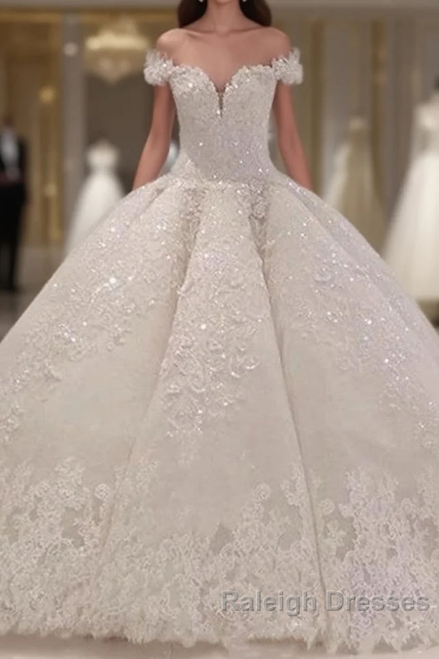 Strapless Sparkle Luxurious Train See through Ball Gown Wedding Dresses Main image