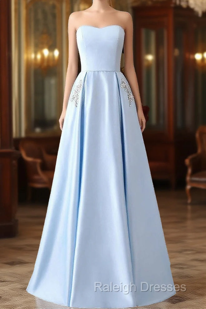 Strapless Stain Prom Dress With Pockets – Raleigh Dresses