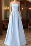 Strapless Stain Prom Dresses With Pockets