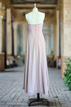Strapless Sweetheart Bridesmaid Dress Neck A-line Chiffon Maxi Dresses