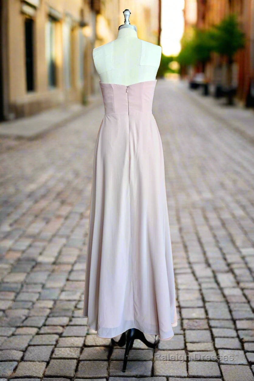 Strapless Sweetheart Bridesmaid Dress Neck A-line Chiffon Maxi Dresses
