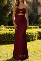 Strapless Sweetheart Twist Keyhole Long Prom Dress