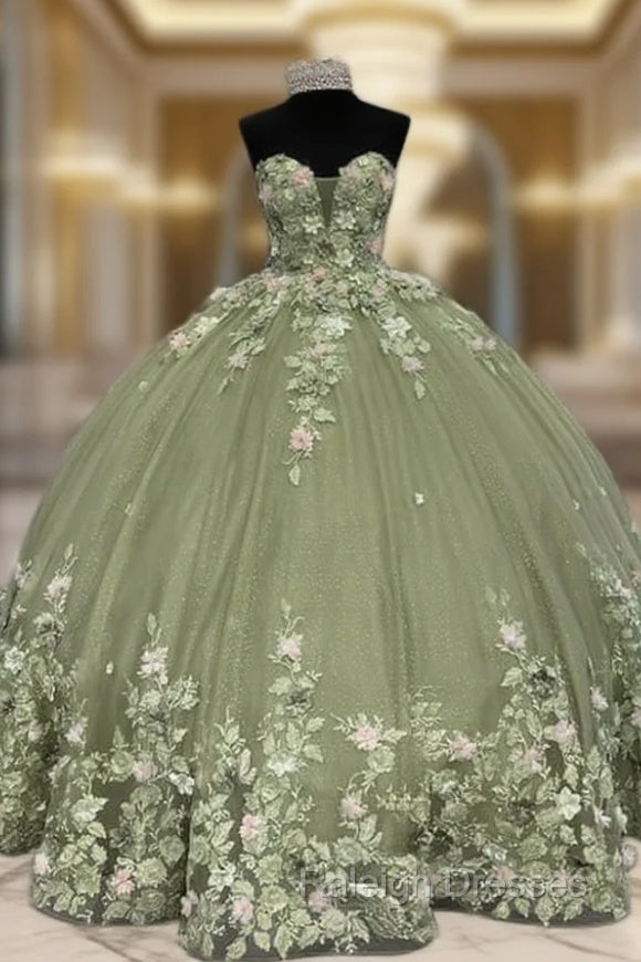 Strapless Tulle Ball Gown Dress With Pink Floral Flowers