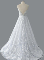 Straps A-Line Lace Wedding Dresses With Open Back