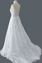 Straps A-Line Lace Wedding Dresses With Open Back