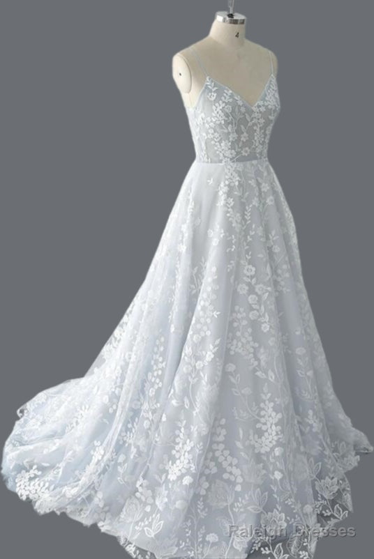 Straps A-Line Lace Wedding Dress With Open Back Main image