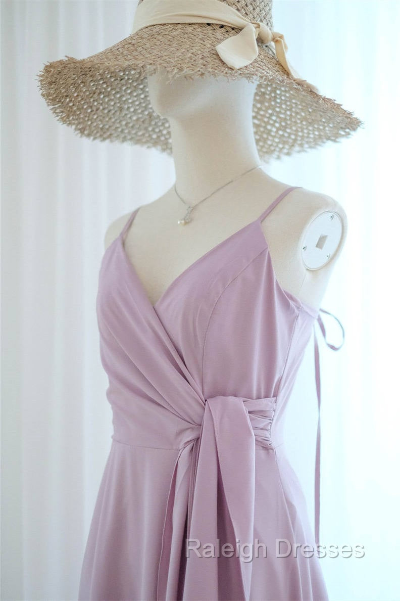 Straps Lilac A-Line Long Bridesmaid Dress Secondary image