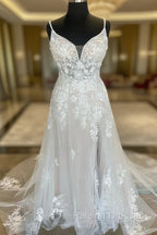 Straps Open Back A-Line Tulle/Lace Wedding Dresses