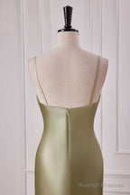 Straps Sage Empire Waist Pleated Satin Maxi Dress